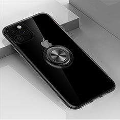 Funda Silicona Ultrafina Carcasa Transparente con Magnetico Anillo de dedo Soporte F01 para Apple iPhone 11 Pro Negro