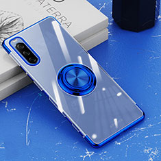 Funda Silicona Ultrafina Carcasa Transparente con Magnetico Anillo de dedo Soporte para Sony Xperia 10 III Lite Azul