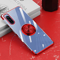 Funda Silicona Ultrafina Carcasa Transparente con Magnetico Anillo de dedo Soporte para Sony Xperia 10 III SO-52B Rojo