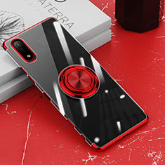 Funda Silicona Ultrafina Carcasa Transparente con Magnetico Anillo de dedo Soporte para Sony Xperia Ace II SO-41B Rojo