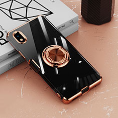 Funda Silicona Ultrafina Carcasa Transparente con Magnetico Anillo de dedo Soporte para Sony Xperia Ace III Oro Rosa