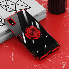 Funda Silicona Ultrafina Carcasa Transparente con Magnetico Anillo de dedo Soporte para Sony Xperia Ace III Rojo