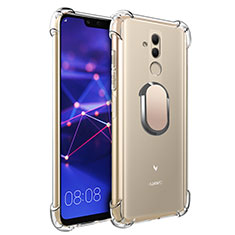 Funda Silicona Ultrafina Carcasa Transparente con Magnetico Anillo de dedo Soporte S01 para Huawei Mate 20 Lite Oro