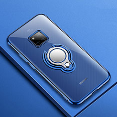 Funda Silicona Ultrafina Carcasa Transparente con Magnetico Anillo de dedo Soporte S01 para Huawei Mate 20 Pro Azul