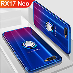 Funda Silicona Ultrafina Carcasa Transparente con Magnetico Anillo de dedo Soporte S01 para Oppo RX17 Neo Azul