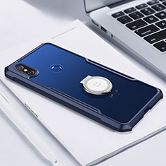 Funda Silicona Ultrafina Carcasa Transparente con Magnetico Anillo de dedo Soporte S01 para Xiaomi Mi Mix 3 Azul