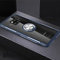 Funda Silicona Ultrafina Carcasa Transparente con Magnetico Anillo de dedo Soporte S02 para Huawei Mate 20 Pro Azul Cielo