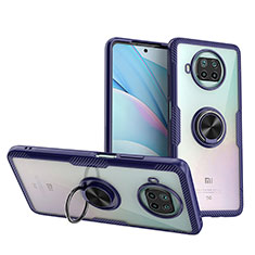 Funda Silicona Ultrafina Carcasa Transparente con Magnetico Anillo de dedo Soporte ZL1 para Xiaomi Mi 10i 5G Azul