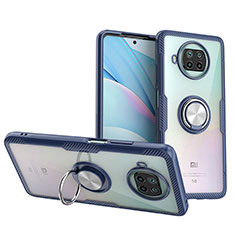 Funda Silicona Ultrafina Carcasa Transparente con Magnetico Anillo de dedo Soporte ZL1 para Xiaomi Mi 10i 5G Plata y Azul