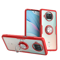 Funda Silicona Ultrafina Carcasa Transparente con Magnetico Anillo de dedo Soporte ZL1 para Xiaomi Mi 10i 5G Rojo