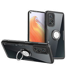 Funda Silicona Ultrafina Carcasa Transparente con Magnetico Anillo de dedo Soporte ZL1 para Xiaomi Mi 10T Pro 5G Plata y Negro