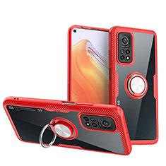 Funda Silicona Ultrafina Carcasa Transparente con Magnetico Anillo de dedo Soporte ZL1 para Xiaomi Mi 10T Pro 5G Rojo