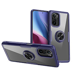 Funda Silicona Ultrafina Carcasa Transparente con Magnetico Anillo de dedo Soporte ZL1 para Xiaomi Mi 11X 5G Azul