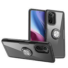 Funda Silicona Ultrafina Carcasa Transparente con Magnetico Anillo de dedo Soporte ZL1 para Xiaomi Mi 11X Pro 5G Plata y Negro