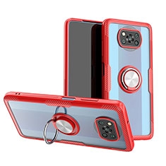 Funda Silicona Ultrafina Carcasa Transparente con Magnetico Anillo de dedo Soporte ZL1 para Xiaomi Poco X3 NFC Rojo