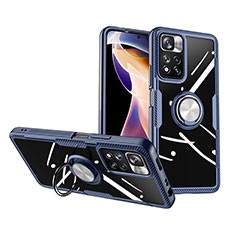 Funda Silicona Ultrafina Carcasa Transparente con Magnetico Anillo de dedo Soporte ZL1 para Xiaomi Poco X4 NFC Plata y Azul