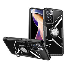 Funda Silicona Ultrafina Carcasa Transparente con Magnetico Anillo de dedo Soporte ZL1 para Xiaomi Poco X4 NFC Plata y Negro