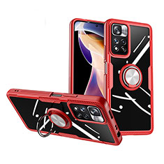 Funda Silicona Ultrafina Carcasa Transparente con Magnetico Anillo de dedo Soporte ZL1 para Xiaomi Redmi Note 11 Pro+ Plus 5G Rojo
