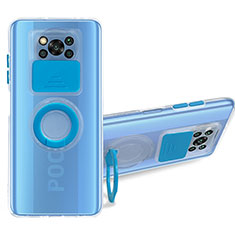 Funda Silicona Ultrafina Carcasa Transparente con Soporte MJ1 para Xiaomi Poco X3 NFC Azul