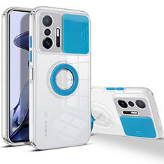 Funda Silicona Ultrafina Carcasa Transparente con Soporte para Xiaomi Mi 11T Pro 5G Azul