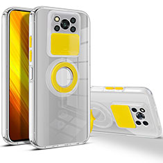 Funda Silicona Ultrafina Carcasa Transparente con Soporte para Xiaomi Poco X3 NFC Amarillo