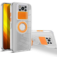 Funda Silicona Ultrafina Carcasa Transparente con Soporte para Xiaomi Poco X3 NFC Naranja