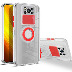 Funda Silicona Ultrafina Carcasa Transparente con Soporte para Xiaomi Poco X3 NFC Rojo