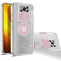 Funda Silicona Ultrafina Carcasa Transparente con Soporte para Xiaomi Poco X3 NFC Rosa