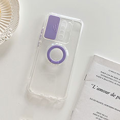 Funda Silicona Ultrafina Carcasa Transparente con Soporte para Xiaomi Redmi 9 Morado