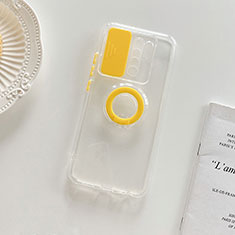 Funda Silicona Ultrafina Carcasa Transparente con Soporte para Xiaomi Redmi 9 Prime India Amarillo