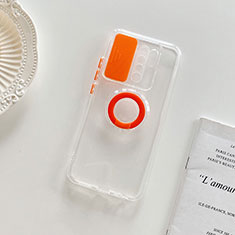 Funda Silicona Ultrafina Carcasa Transparente con Soporte para Xiaomi Redmi 9 Prime India Naranja