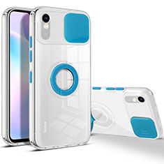 Funda Silicona Ultrafina Carcasa Transparente con Soporte para Xiaomi Redmi 9A Azul