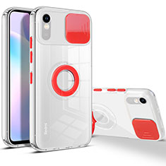 Funda Silicona Ultrafina Carcasa Transparente con Soporte para Xiaomi Redmi 9A Rojo