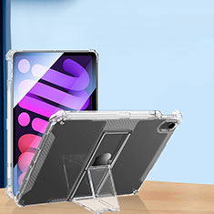 Funda Silicona Ultrafina Carcasa Transparente con Soporte S01 para Apple iPad Mini 6 Claro