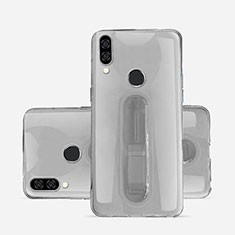 Funda Silicona Ultrafina Carcasa Transparente con Soporte S01 para Huawei P20 Lite Gris