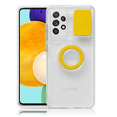 Funda Silicona Ultrafina Carcasa Transparente con Soporte S01 para Samsung Galaxy A52 5G Amarillo