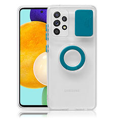 Funda Silicona Ultrafina Carcasa Transparente con Soporte S01 para Samsung Galaxy A52 5G Azul