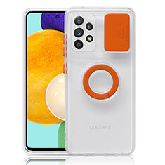Funda Silicona Ultrafina Carcasa Transparente con Soporte S01 para Samsung Galaxy A52 5G Naranja