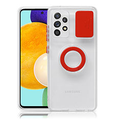 Funda Silicona Ultrafina Carcasa Transparente con Soporte S01 para Samsung Galaxy A52 5G Rojo