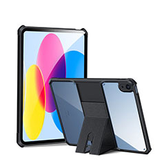 Funda Silicona Ultrafina Carcasa Transparente con Soporte S02 para Apple iPad 10.9 (2022) Negro