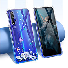 Funda Silicona Ultrafina Carcasa Transparente Flores para Huawei Honor 20S Azul