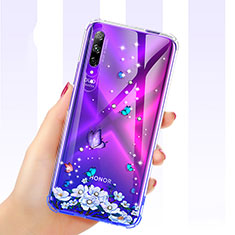 Funda Silicona Ultrafina Carcasa Transparente Flores para Huawei Honor 9X Pro Morado