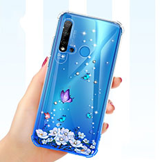 Funda Silicona Ultrafina Carcasa Transparente Flores para Huawei P20 Lite (2019) Morado