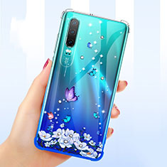 Funda Silicona Ultrafina Carcasa Transparente Flores para Huawei P30 Morado