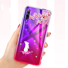 Funda Silicona Ultrafina Carcasa Transparente Flores para Huawei Y9s Rojo