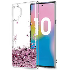 Funda Silicona Ultrafina Carcasa Transparente Flores para Samsung Galaxy Note 10 Plus 5G Morado