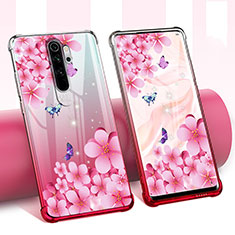 Funda Silicona Ultrafina Carcasa Transparente Flores para Xiaomi Redmi Note 8 Pro Rosa