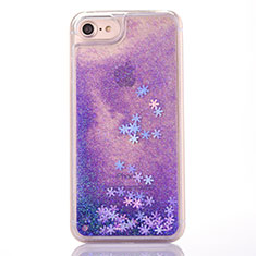 Funda Silicona Ultrafina Carcasa Transparente Flores T01 para Apple iPhone 8 Morado