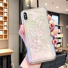 Funda Silicona Ultrafina Carcasa Transparente Flores T02 para Apple iPhone Xs Max Blanco