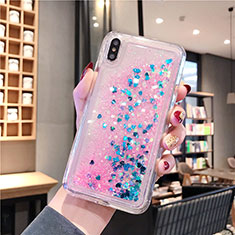 Funda Silicona Ultrafina Carcasa Transparente Flores T02 para Apple iPhone Xs Max Rosa